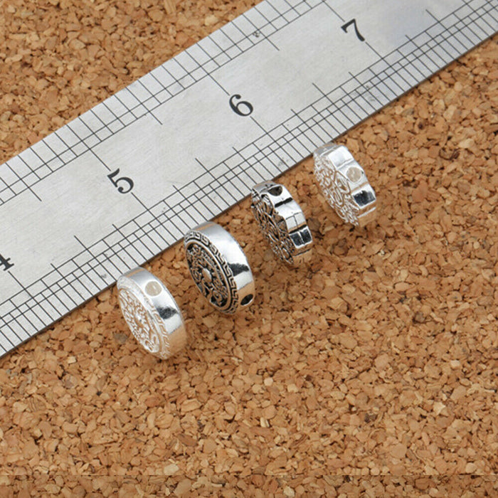 3Pcs 925 Sterling Silver Pierced Spacers Beads DIY Making Parts
