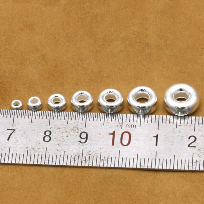 100Pcs 3mm-10mm 925 Sterling Silver Spacers Beads Polished DIY Making Parts