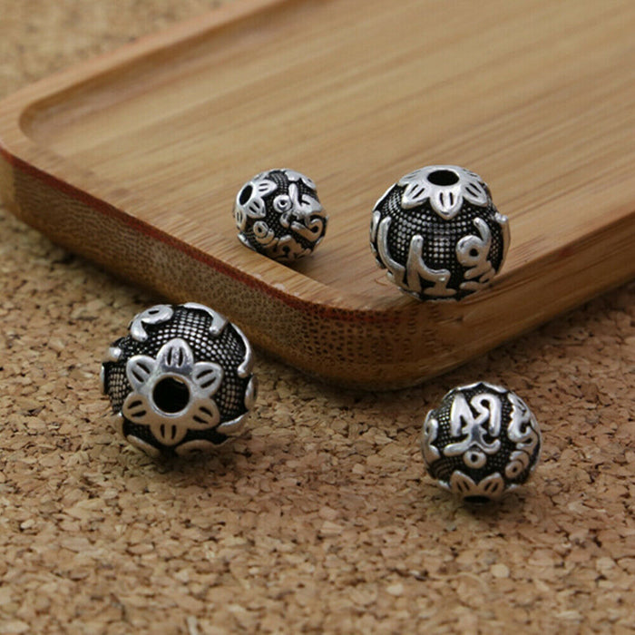 2Pcs 10mm-16mm 925 Sterling Silver Round Spacers Beads For Bracelet DIY Making Parts