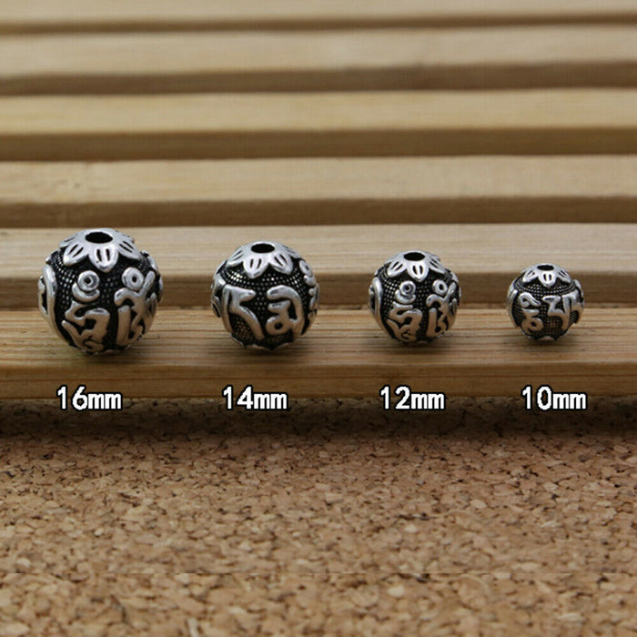 2Pcs 10mm-16mm 925 Sterling Silver Round Spacers Beads For Bracelet DIY Making Parts
