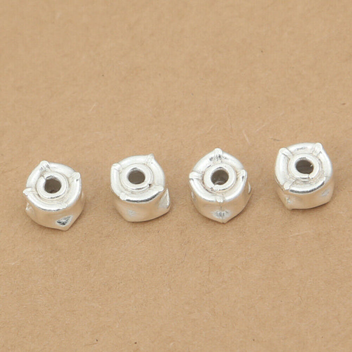 3Pcs 925 Sterling Silver Baroque Spacers Beads Loose For Bracelet DIY Making Parts