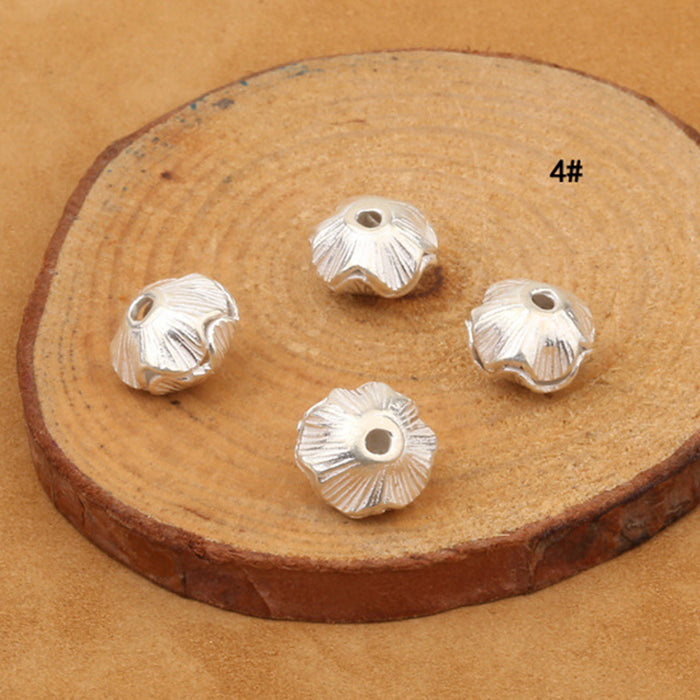 3Pcs 925 Sterling Silver Baroque Spacers Beads Loose For Bracelet DIY Making Parts