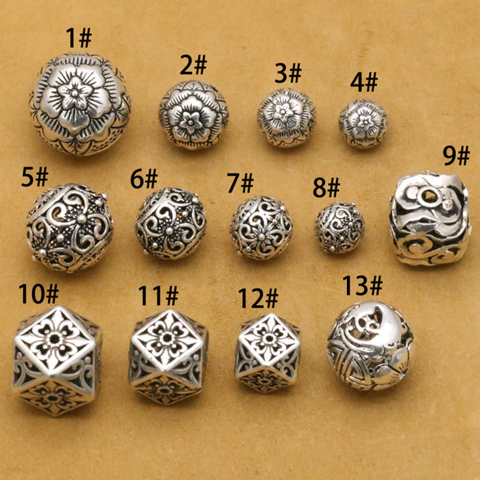 2Pcs 925 Sterling Silver Spacers Beads Loose For Bracelet DIY Making Parts