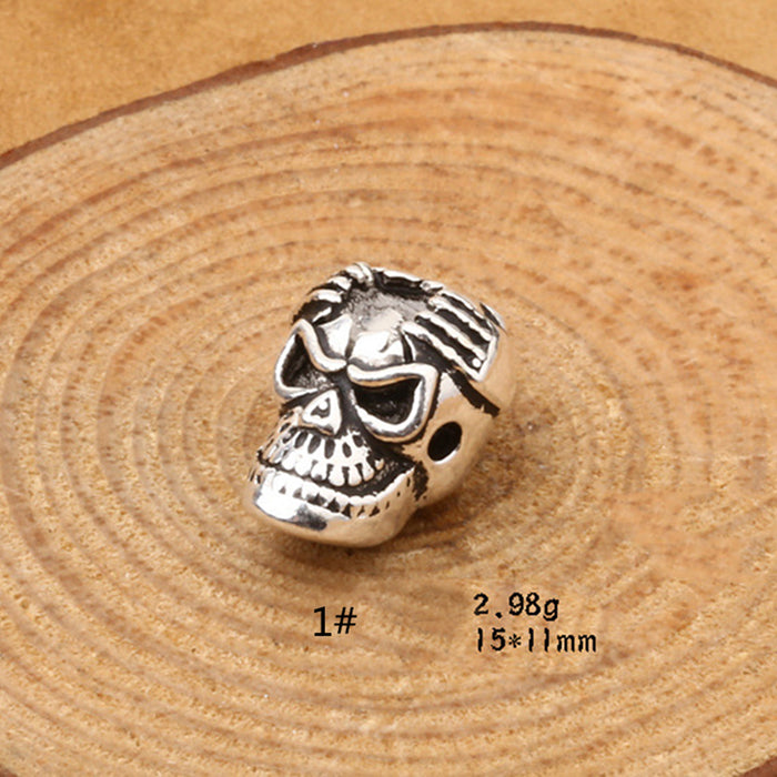2Pcs 925 Sterling Silver Skeletons & Skulls Spacers Beads Loose For Bracelet DIY Making Parts