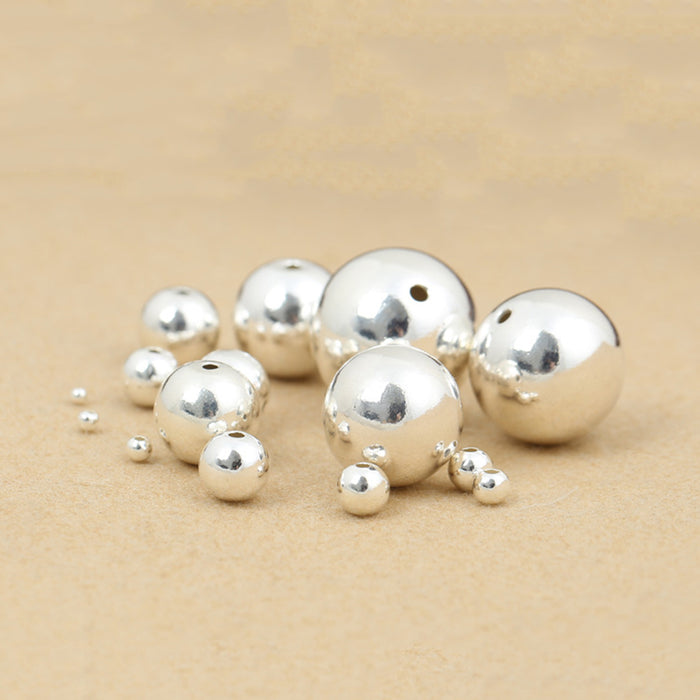 10Pcs 2mm-20mm 925 Sterling Silver Round Spacers Beads Loose For Bracelet DIY Making Parts