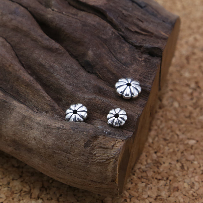 10Pcs 925 Sterling Silver 6mm-8mm Flower Spacers Beads Loose For Bracelet DIY Making Parts