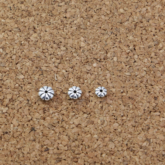 10Pcs 925 Sterling Silver 6mm-8mm Flower Spacers Beads Loose For Bracelet DIY Making Parts