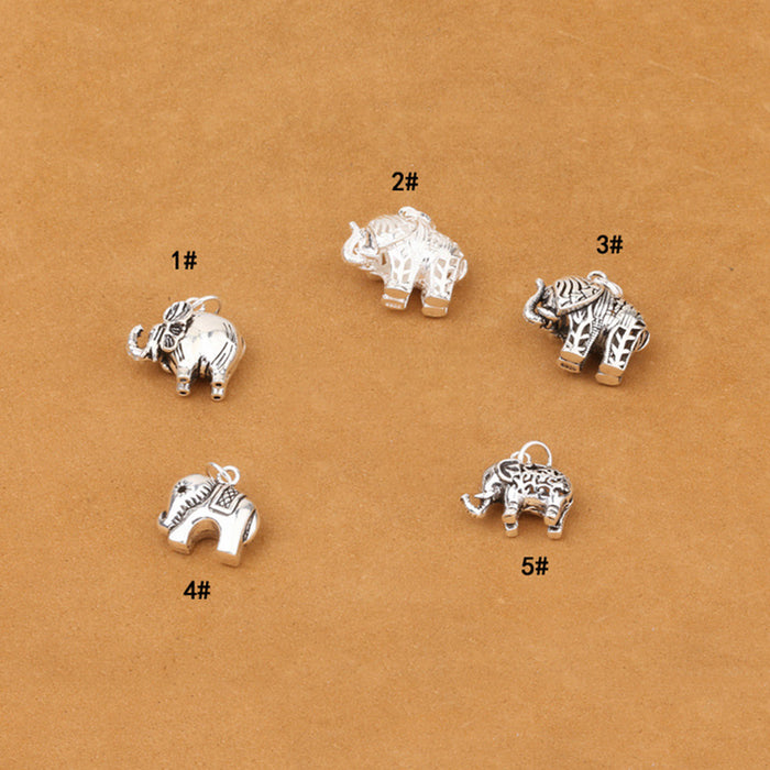 2Pcs Solid 925 Sterling Silver Pendant DIY Making Parts Elephant Hollow