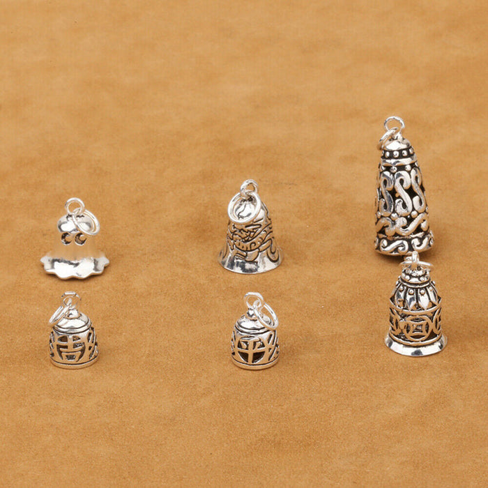 2Pcs Solid 925 Sterling Silver Pendant DIY Accessories Making Parts Bell