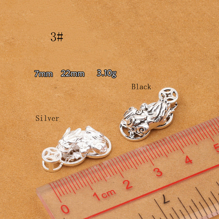 2Pcs Solid 925 Sterling Silver Pendant DIY Making Parts Animal Brave troops Coin Wealth