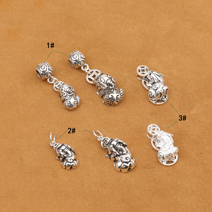 2Pcs Solid 925 Sterling Silver Pendant DIY Making Parts Animal Brave troops Coin Wealth