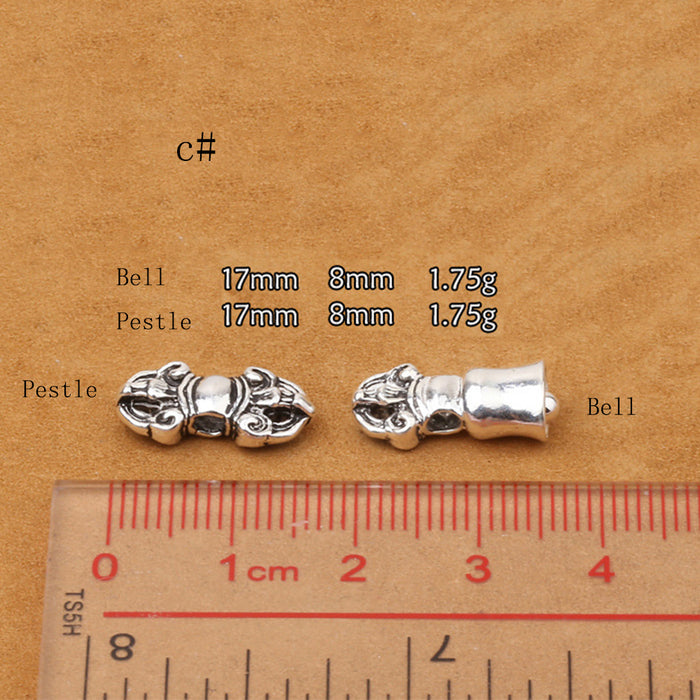 10Pcs Solid 925 Sterling Silver Pendant DIY Making Parts Vajra Bell Pestle