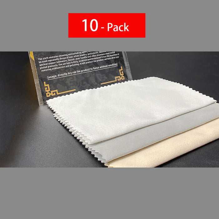 10-Pack Jewelry Cleaning Polishing Cloth Instant Shine Protects Gold Silver Brass