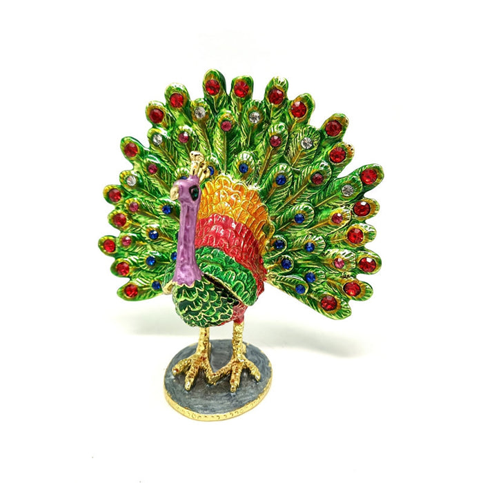 Jewelry Gift Enamel Color Craft Peacock Crystal Trinket Fashion Organizer Box Storage