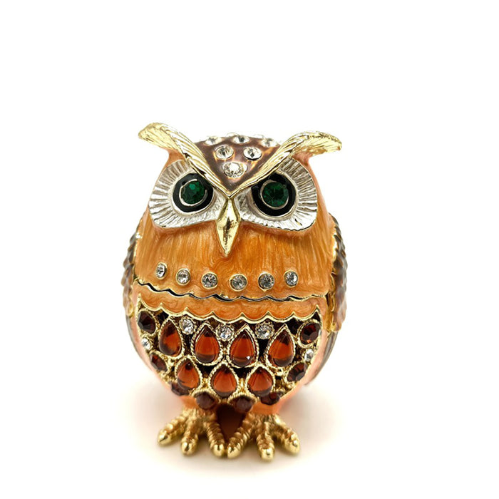 Jewelry Gift Enamel Color Craft Owl Crystal Trinket Fashion Organizer Box Storage