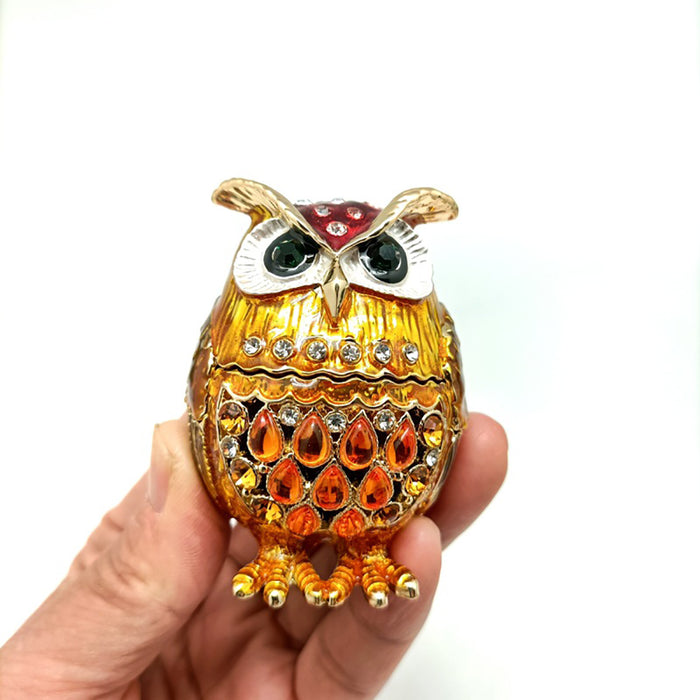 Jewelry Gift Enamel Color Craft Owl Crystal Trinket Fashion Organizer Box Storage