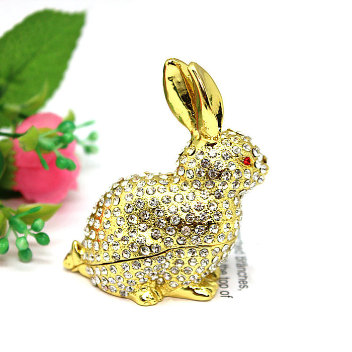 Hard Carved Jewelry Gift Rabbit Crystal Trinket Fashion Organizer Box Storage