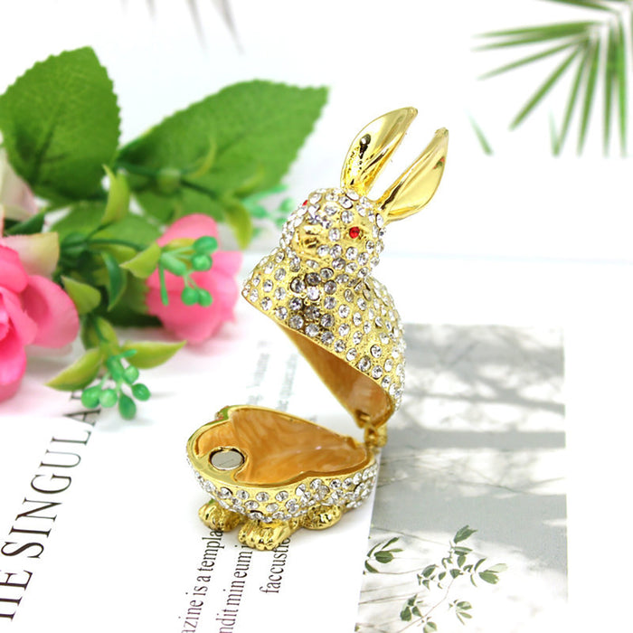 Hard Carved Jewelry Gift Rabbit Crystal Trinket Fashion Organizer Box Storage