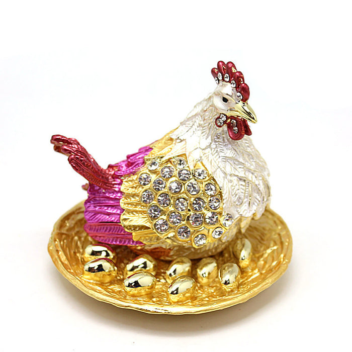 Hard Carved Jewelry Gift Hen Lay Egg Crystal Trinket Fashion Organizer Box Storage