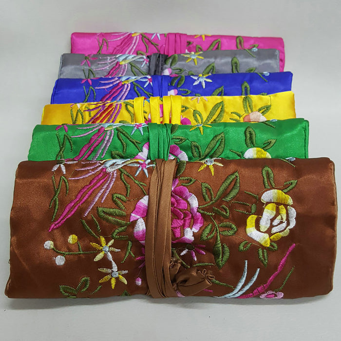 Silk Satin Jewelry Travel Roll Wrap Rolls Wraps Organizer Storage