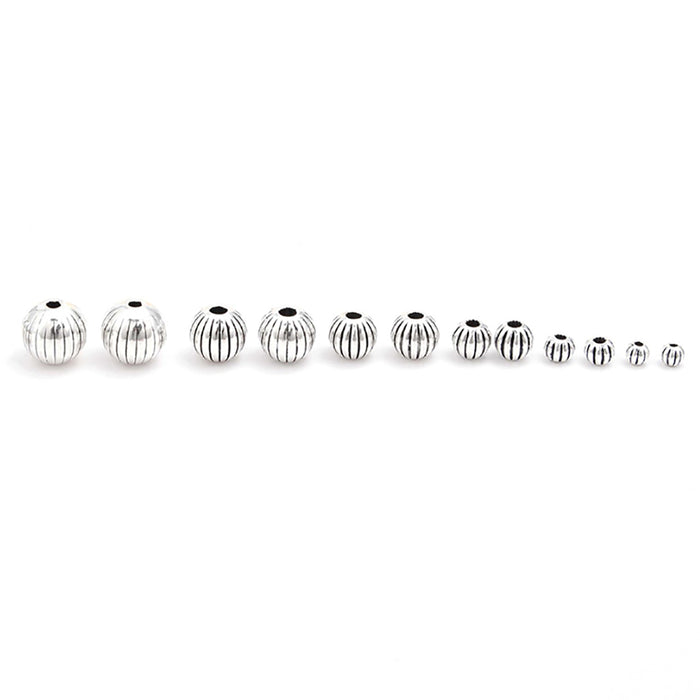 100Pcs 3mm-8mm 925 Sterling Silver Round Pumpkin Bali Beads Jewelry Making