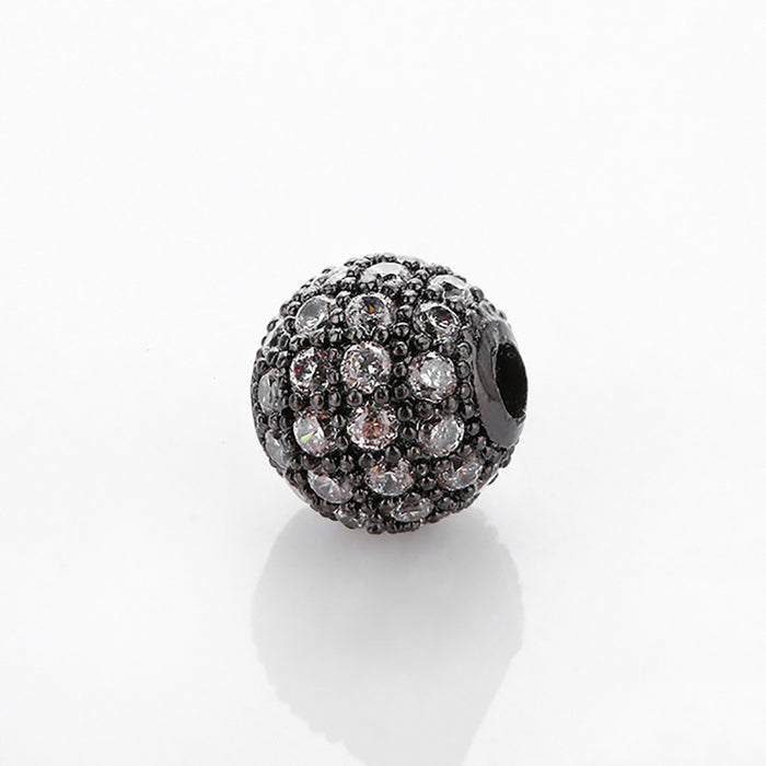200Pcs 8mm Hole 2mm Cubic Zirconia Round Ball Bali Beads DIY Jewelry Making Supplies