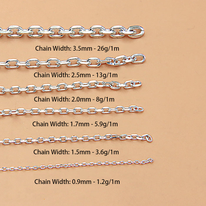 Sold by the Foot BULK 925 Sterling Silver Oval Link Cable Chain Jewelry Making