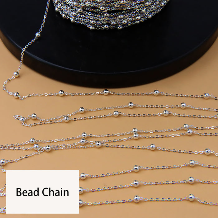 Sold by the Foot BULK 925 Sterling Silver Bead Round Link Cable Chain Jewelry Making