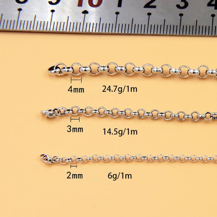 Sold by the Foot BULK Solid 925 Sterling Silver Rolo Belcher Chain Jewelry Making