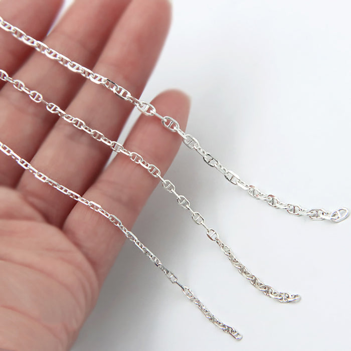 Sold by the Foot BULK Solid 925 Sterling Silver Mariner Cable Chain Jewelry Making