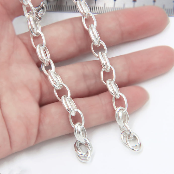 Sold by the Foot BULK Solid 925 Sterling Silver Glossy Oval Link Cable Chain Jewelry Making