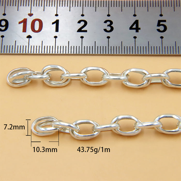 Sold by the Foot BULK Solid 925 Sterling Silver Glossy Oval Link Cable Chain Jewelry Making