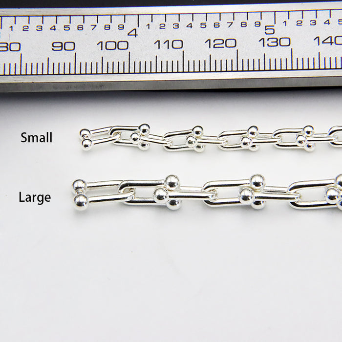 Sold by the Foot BULK Solid 925 Sterling Silver U-shaped Horseshoe Chain Jewelry Making
