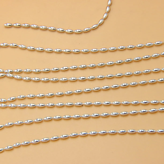 Sold by the Foot BULK Solid 925 Sterling Silver Oval Bead Chain Jewelry Making
