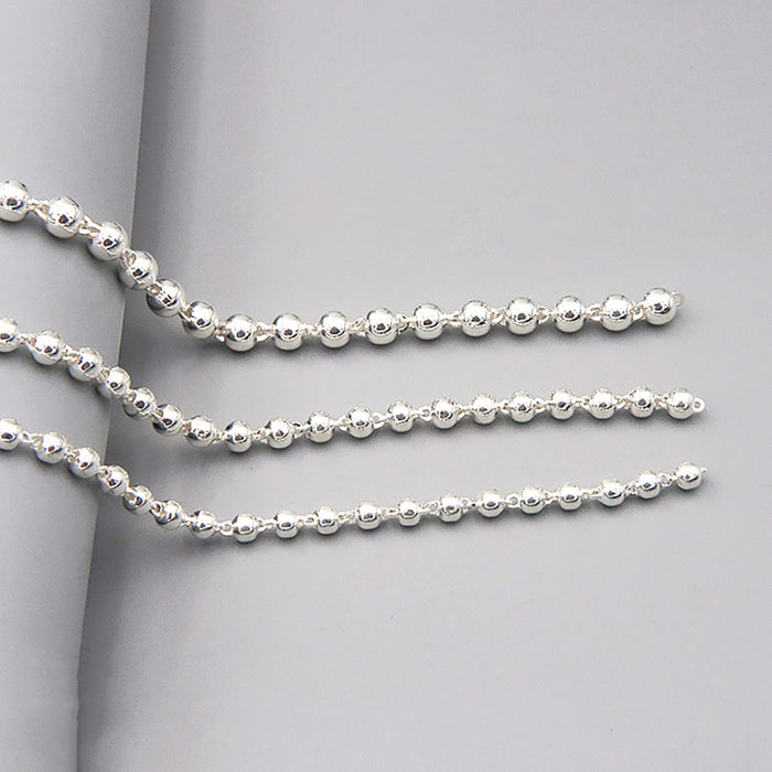 Sold by the Foot BULK Solid 990 Sterling Silver 3mm 4mm 5mm Round Bead Chain