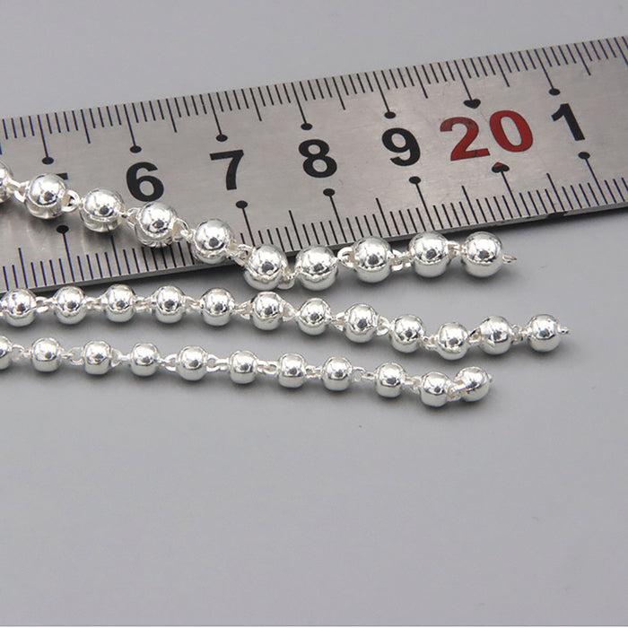 Sold by the Foot BULK Solid 990 Sterling Silver 3mm 4mm 5mm Round Bead Chain