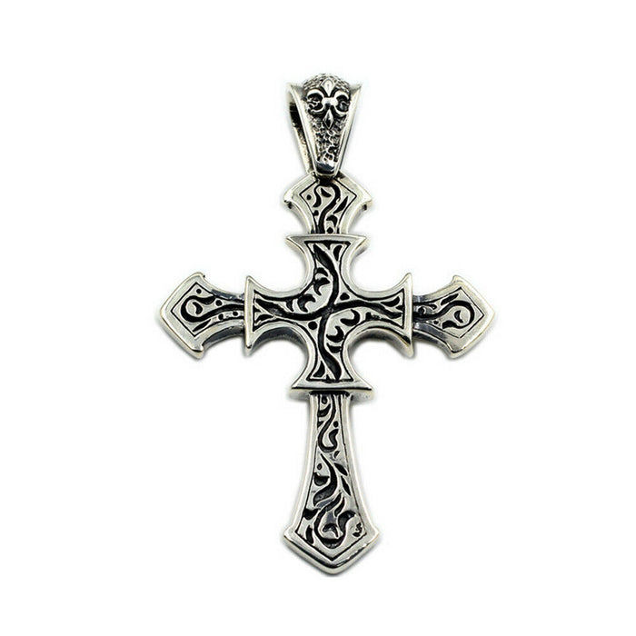 Men's Real Solid 925 Sterling Silver Pendants Cross Pattern Jewelry