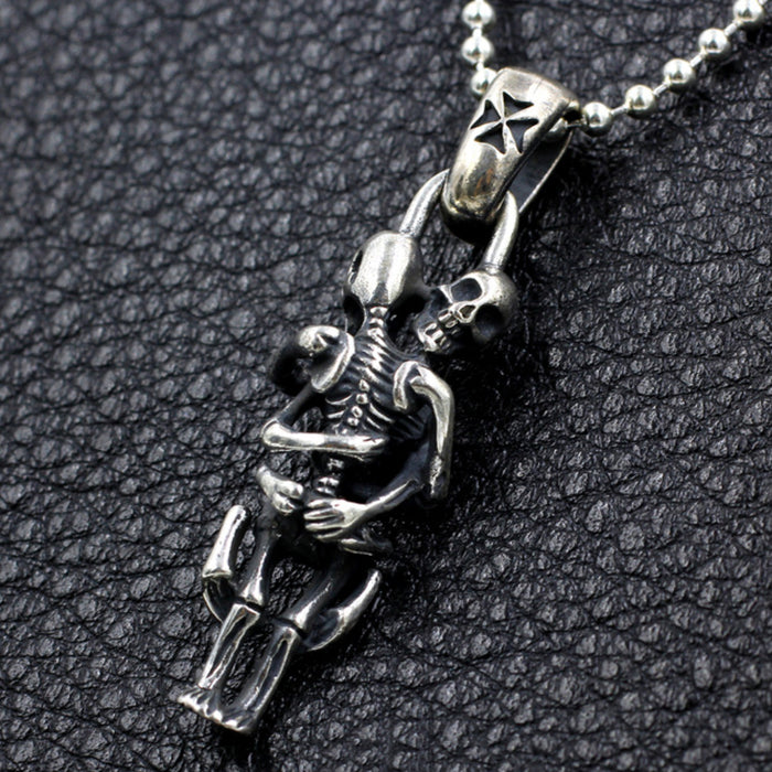 Men's Women's Real Solid 925 Sterling Silver Pendants Skull Cross Skeleton