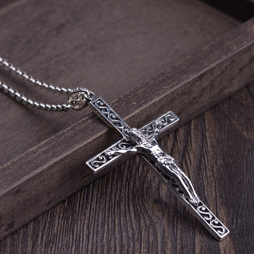 Real 925 Sterling Silver Pendant Crucifix Cross Jesus Hollow