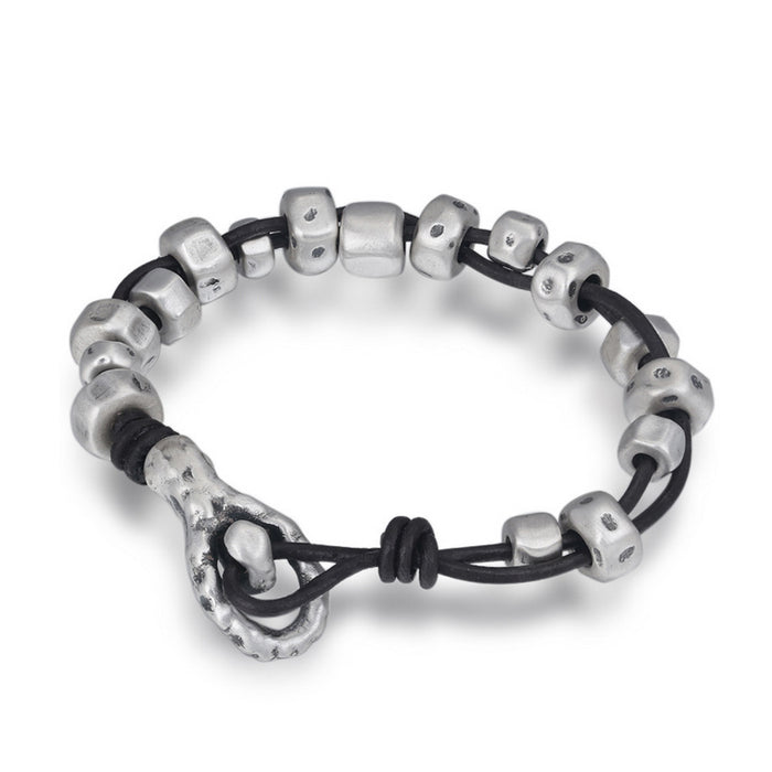 Men's Real Solid 999 Sterling Silver Bracelet Link Bone Hollow Fashion 7.5''