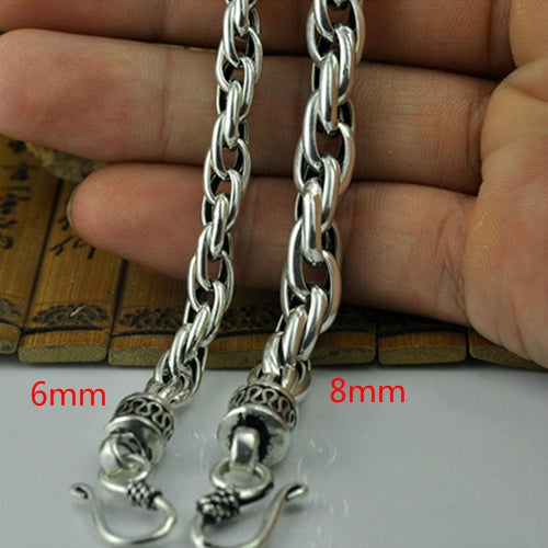 Real Solid 925 Sterling Silver Bracelet Braided Long Round Link Chain Jewelry