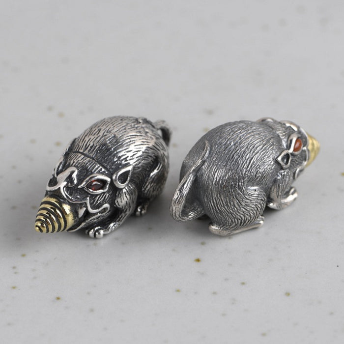Men’s Women‘s Real Solid 925 Sterling Silver Pendants Hamster Mouse Animal