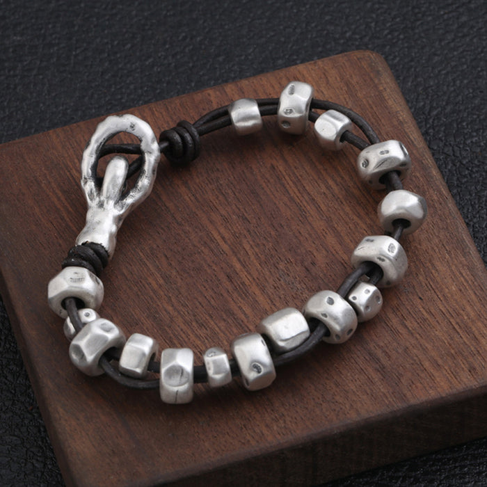 Men's Real Solid 999 Sterling Silver Bracelet Link Bone Hollow Fashion 7.5''