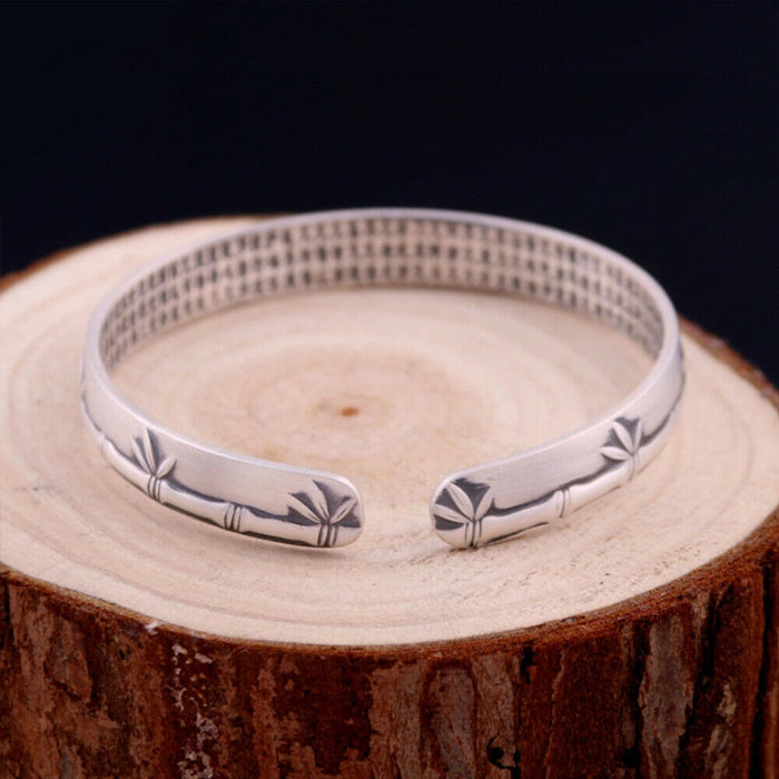 Real Solid 999 Sterling Pure Silver Cuff Bracelet Bangle Bamboo Lection Fashion Jewelry