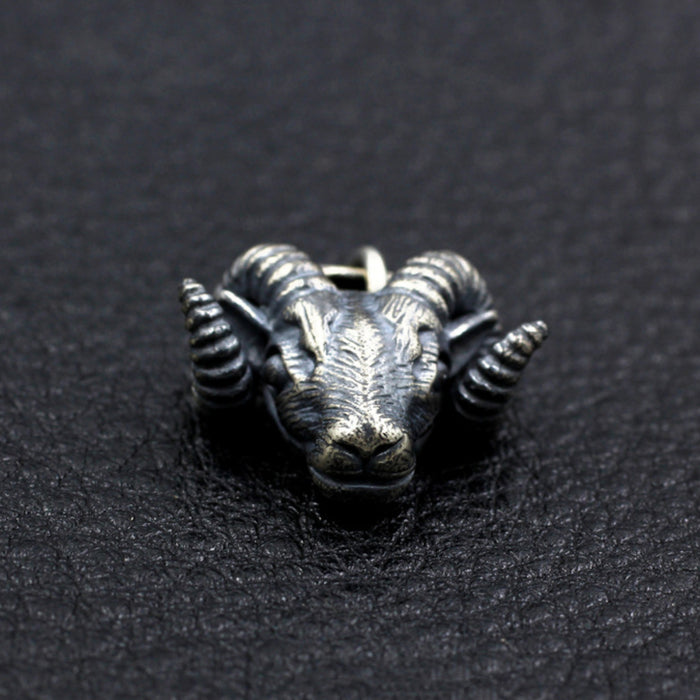 Men's Womens Real Solid 925 Sterling Silver Pendants Sheep Head Sheep Horn Aries