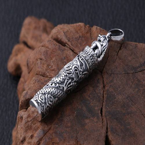 Real 990 Sterling Silver Pendant Dragon Pillar Mythical Animals