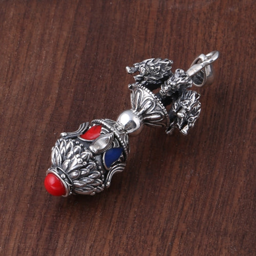 Real 925 Sterling Silver Pendant Vajra Dragon Jewelry