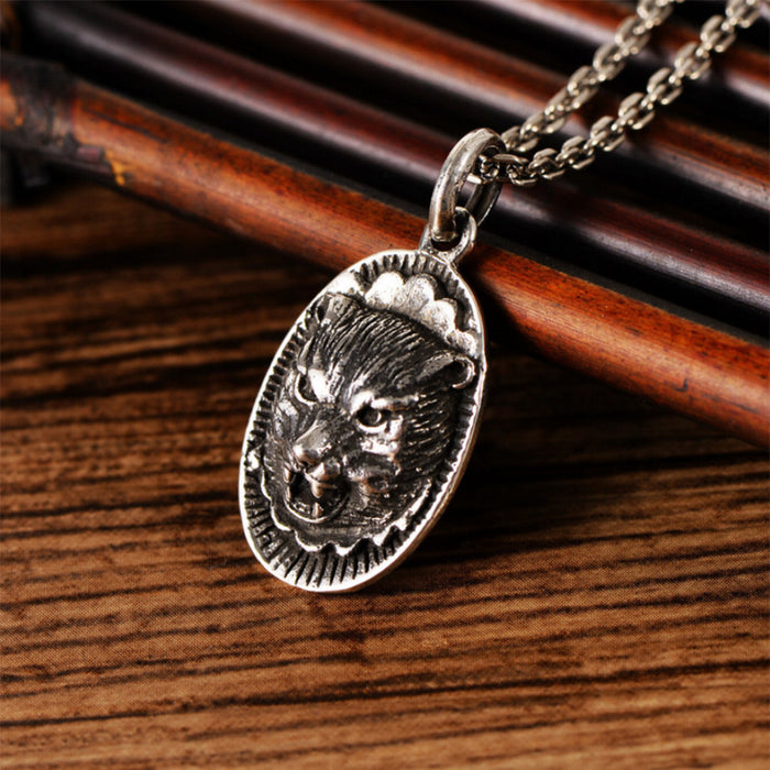 Men's Real Solid 925 Sterling Silver Pendants Animal Wolf Head Jewelry