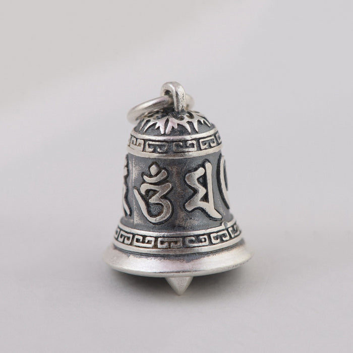 Mens Womens Real Solid 990 Sterling Silver Pendants Bell Om Mani Padme Hum Matte
