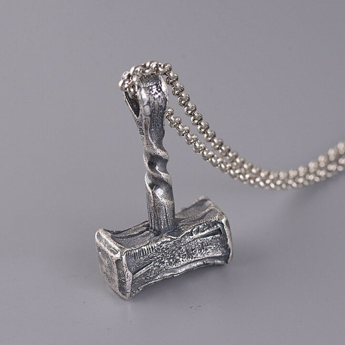 Men's Real Solid 990 Sterling Silver Pendants Jewelry Fashion Hammer